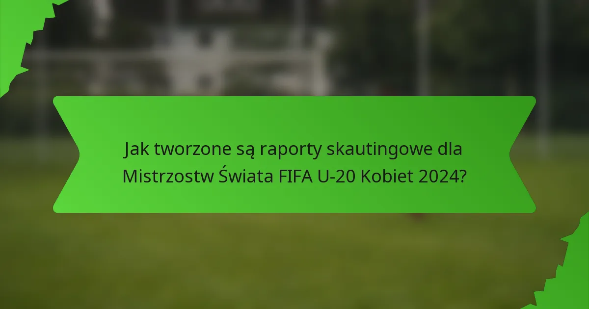 Jak tworzone są raporty skautingowe dla Mistrzostw Świata FIFA U-20 Kobiet 2024?